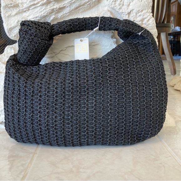 Urban Expressions Handbags - NWT Urban Expressions black woven shoulder bag with knot detail